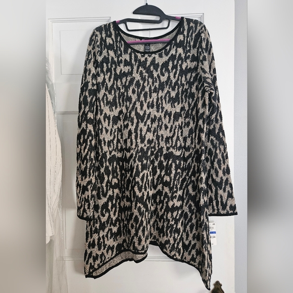 Sweaters - INC Leopard-print Tunic Sweater